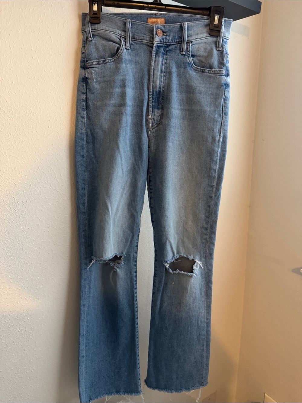 Mother Jeans Light Blue Distressed Women's Jeans - Casual Straight Fit